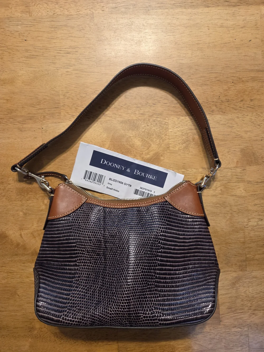 Dooney & Bourke Textured Shoulder Bag with Tan Trim